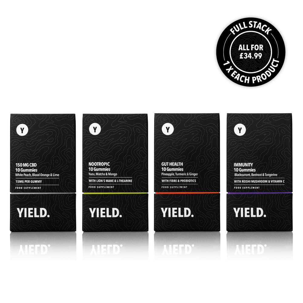 YIELD Full Stack Gummy Bundle - Vegan Friendly - Full Yield Range including CBD, Nootropic, Gut Health and Immunity - £34.99