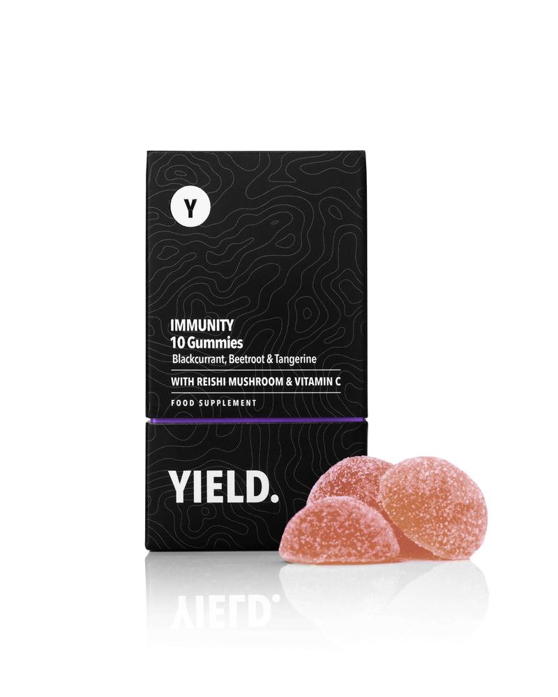 YIELD Immunity Gummies - Vegan Friendly - Vitamin C, Vitamin D, Zinc, Reshi Mushroom - Blackcurrant Flavour £9.99 per pack