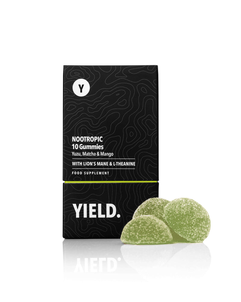 YIELD Nootropic Gummies - Vegan Friendly - Unique blend of Lion's Mane, Zinc, Ginko Biloba, L-Theanine and Macha - £9.99